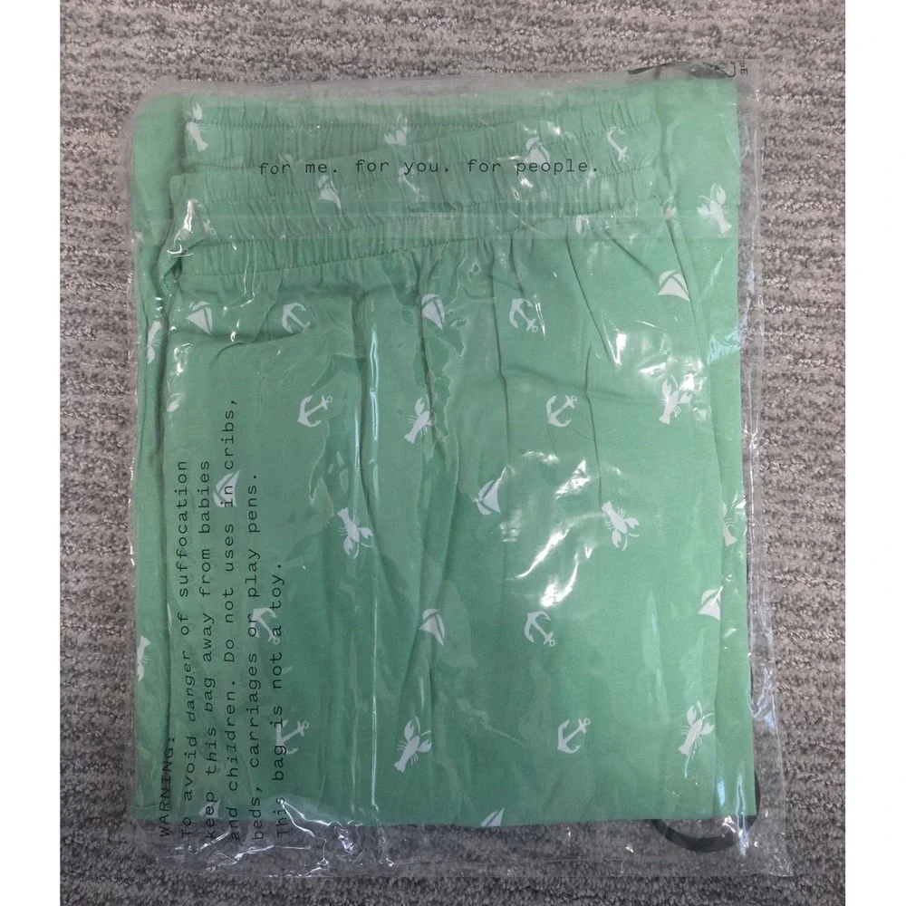 Cosabella Mens Road Trip Lounge Set Green Nautical Anchor Lobster Print Large